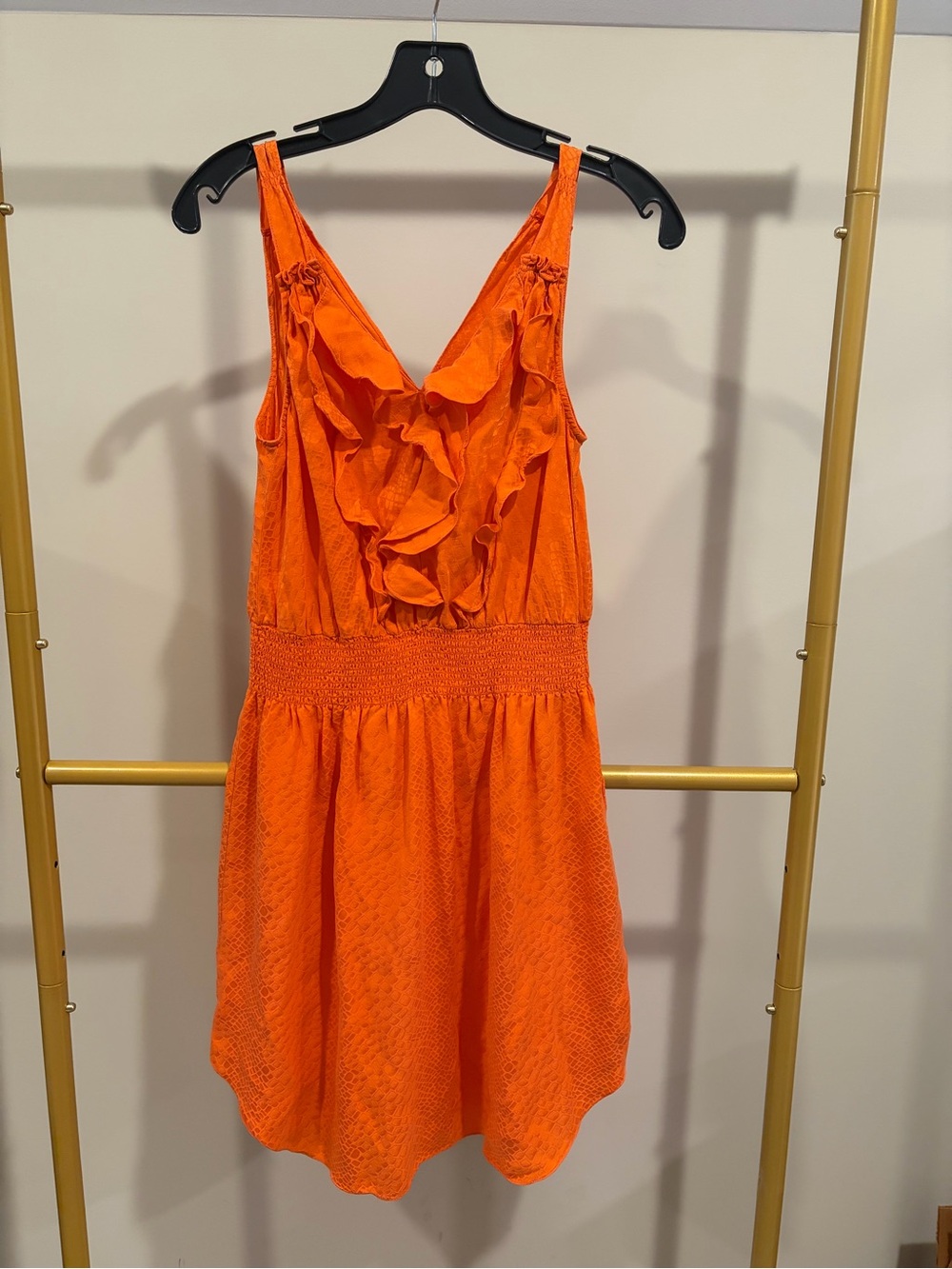 Rebecca Taylor Orange Ruffle Mini Dress